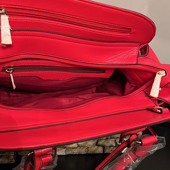 NWT AMY + JOEL Vegan Leather Shoulder Bag with 2D & 3D Ornaments and Patches - Picture 9 of 16